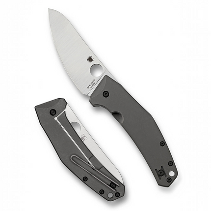 Razor Sharp AZ Spyderco SpydieChef folding knife with satin LC200N steel blade and gray titanium handle