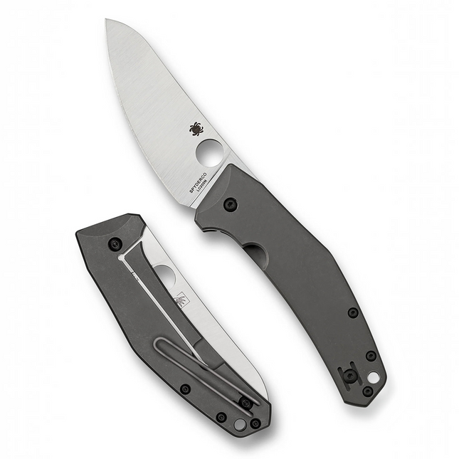 Razor Sharp AZ Spyderco SpydieChef folding knife with satin LC200N steel blade and gray titanium handle