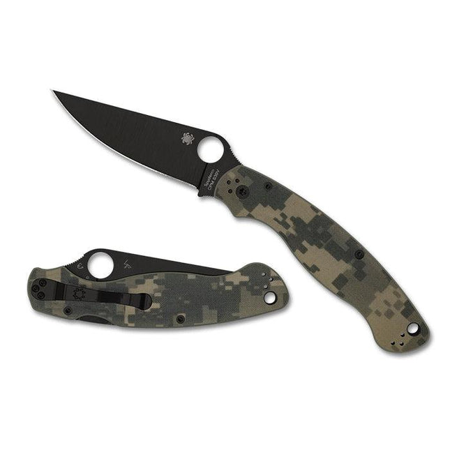 Military™ 2 Camo G-10 Black Blade PlainEdge by Spyderco