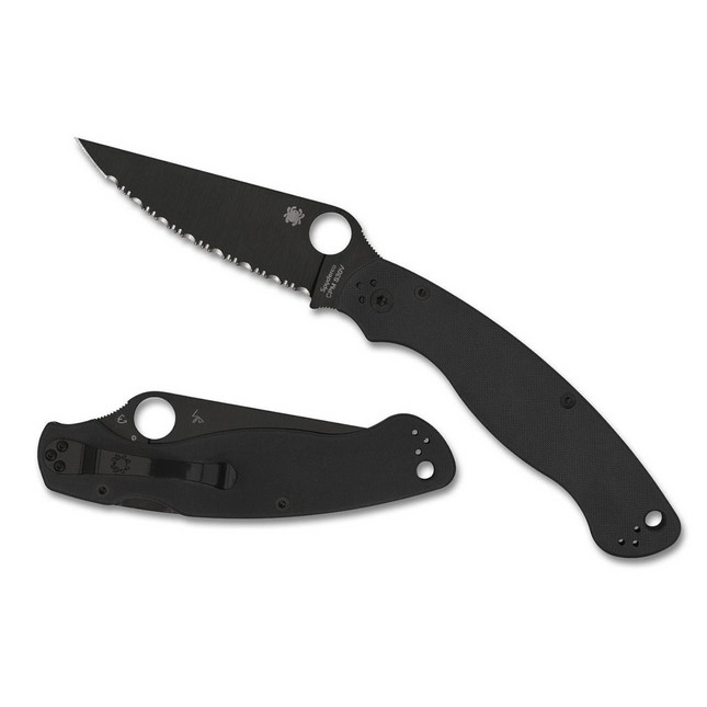 MILITARY 2--BLACK G-10 HANDLE/BLACK BLADE/CPM S30V/SPYDEREDGE by Spyderco