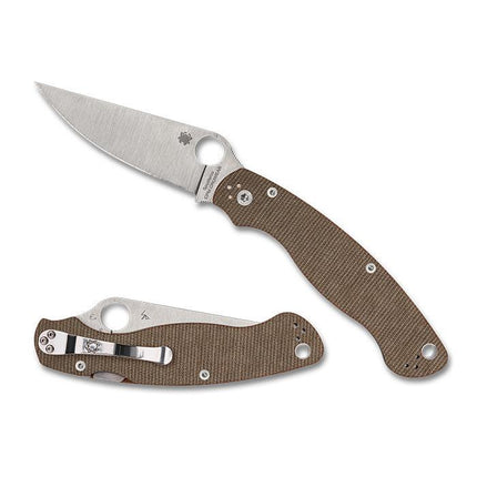 Military™ 2 Brown Canvas Micarta CPM CRU-WEAR by Spyderco
