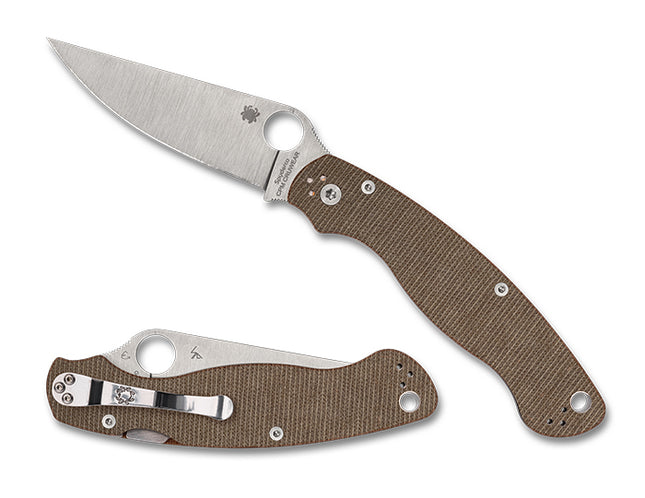 Military™ 2 Brown Canvas Micarta CPM CRU-WEAR by Spyderco