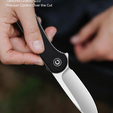 CIVIVI Elementum Liner Lock Knife Black G-10 (2.9" Satin D2) C907A by Civivi