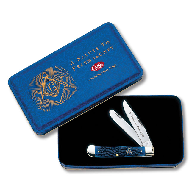 Case XX Knives Trapper Folding Knife 4.13in Plain Blue Jigged Bone Masonic CA1058 by Case®