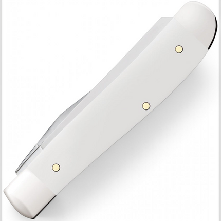 Razor Sharp AZ Case USMC Mini Trapper pocket knife with smooth white synthetic handle and polished stainless steel