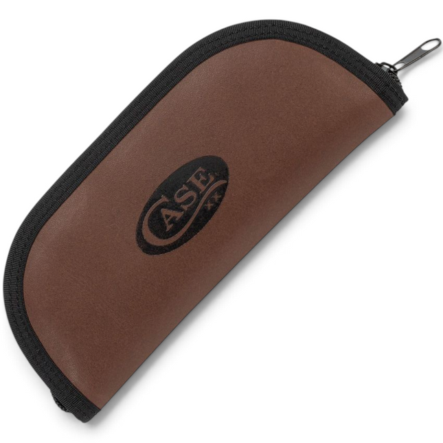 Razor Sharp AZ Case brown nylon taco pouch for folding knives up to 6 inches with black zipper and logo detail
