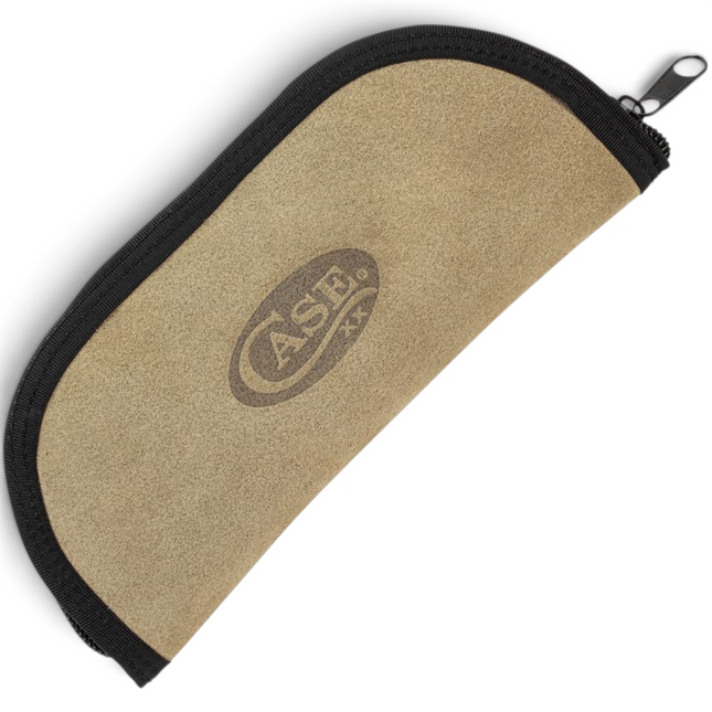 Razor Sharp AZ Case tan nylon taco pouch for folding knives with black trim and branded logo