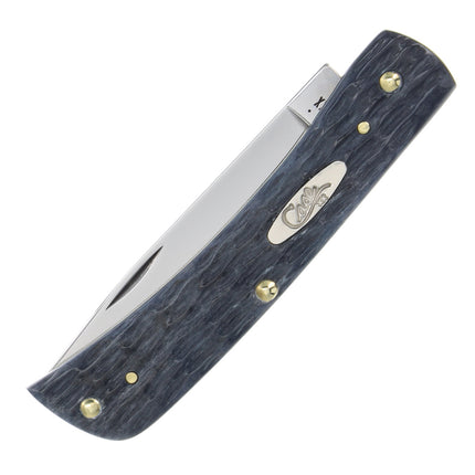 Case Sod Buster Jr. gray jigged-bone pocket knife with carbon steel blade and brass pins.
