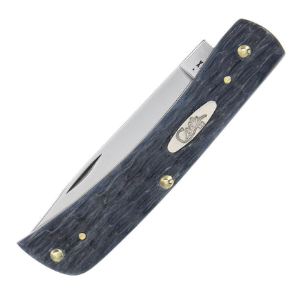 Case Sod Buster Jr. gray jigged-bone pocket knife with carbon steel blade and brass pins.