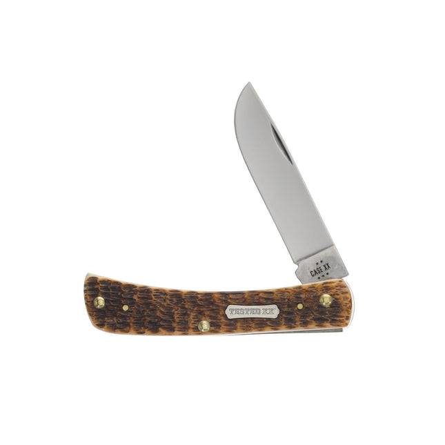 Case XX Burnt Amber Bone Rogers Jigged Bone Sod Buster Jr Folding Knife CA51394