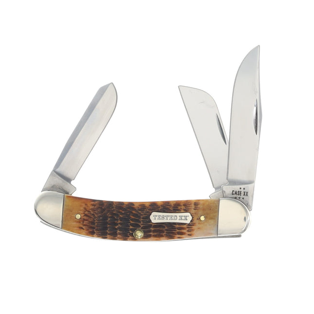 Case XX Burnt Amber Bone Rogers Jigged Bone Sowbelly Folding Knife CA51393