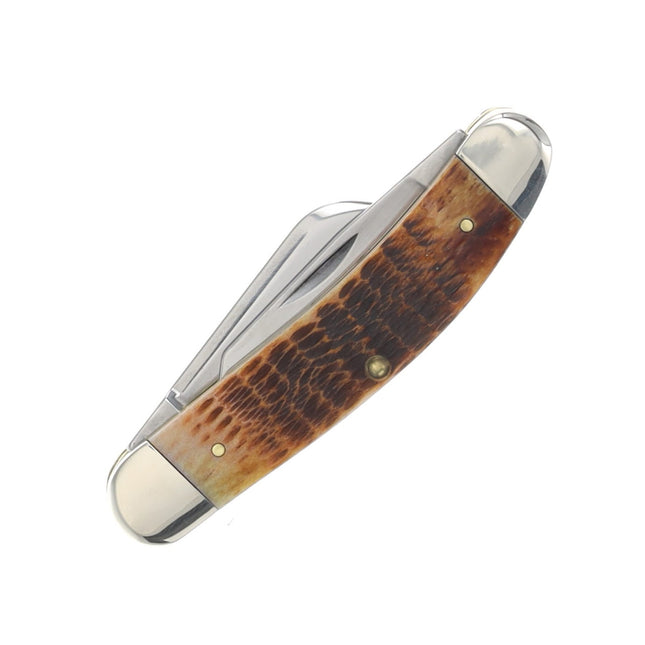 Case XX Burnt Amber Bone Rogers Jigged Bone Sowbelly Folding Knife CA51393