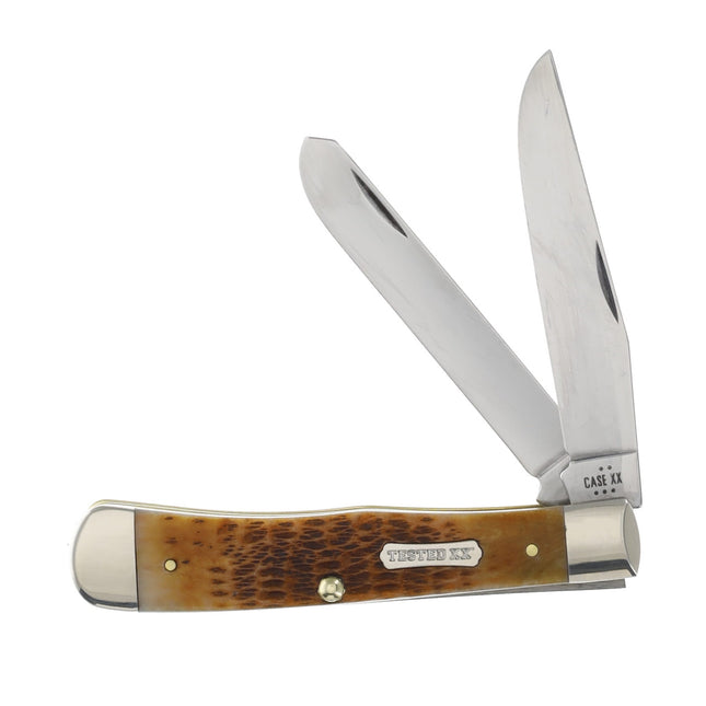 Case XX Burnt Amber Bone Rogers Jigged Bone Trapper Folding Knife CA51390 by Case®