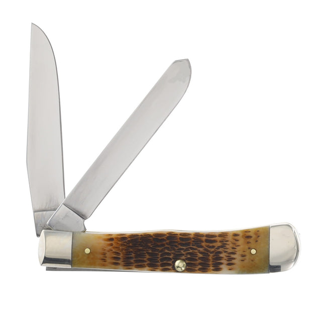 Case XX Burnt Amber Bone Rogers Jigged Bone Trapper Folding Knife CA51390 by Case®