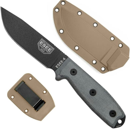 ESEE-4P-MB Plain Edge, Coyote Brown Sheath by ESEE