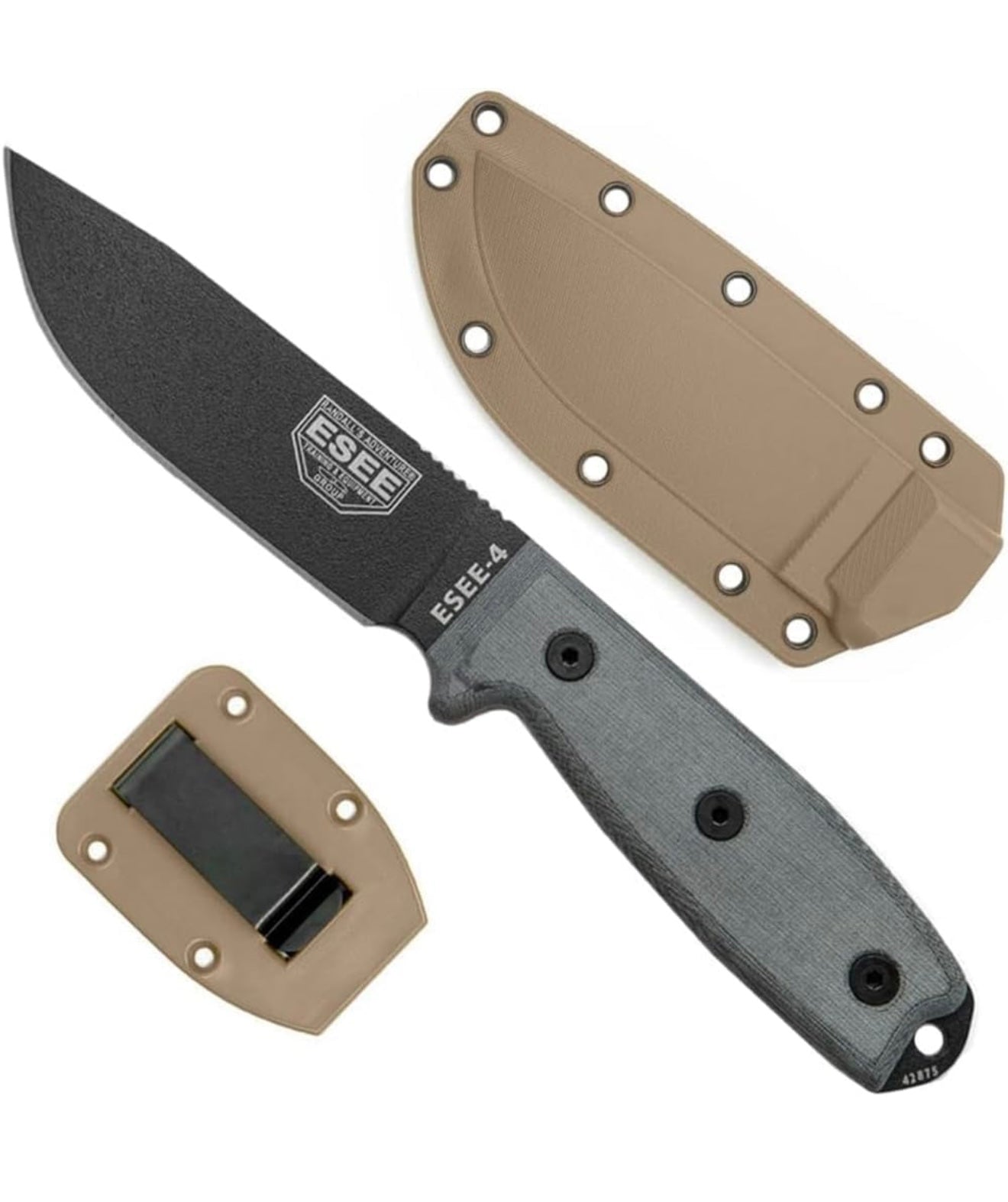 ESEE-4P-MB Plain Edge, Coyote Brown Sheath