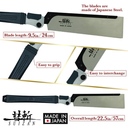 SUIZAN Japanese Folding Dozuki Dovetail Saw 9.5 Inch (240mm), Folding Dozuki Saw for Woodworking by SUIZAN JAPAN