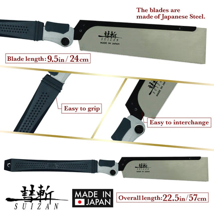 SUIZAN Japanese Folding Dozuki Dovetail Saw 9.5 Inch (240mm), Folding Dozuki Saw for Woodworking by SUIZAN JAPAN