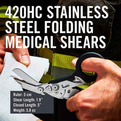 LEATHERMAN, Raptor Rescue, 6-in-1 Heavy-Duty Emergency/Trauma Shears, Made in the USA, Utility Holster Included