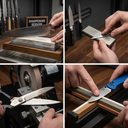 Razor Sharp AZ professional blade sharpening service using whetstones, precision grinders, and manual honing tools.