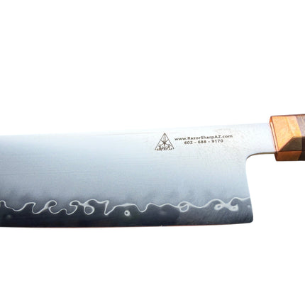 ZDP-189 Nakiri Kitchen Knife — 3-Layer Japanese Steel, Wood & Brass Handle