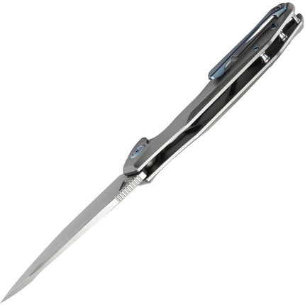 Kubey Nova Framelock Titanium Knife Bead Blast 14C28N Sandvik Stainless Blade Gray Titanium Handle Tang Pocket Clip by Kubey