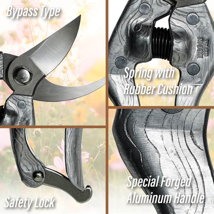 SUIZAN Bypass Pruning Shears 8.3 Inch (210mm) Plus Forged Aluminum Handle by SUIZAN JAPAN