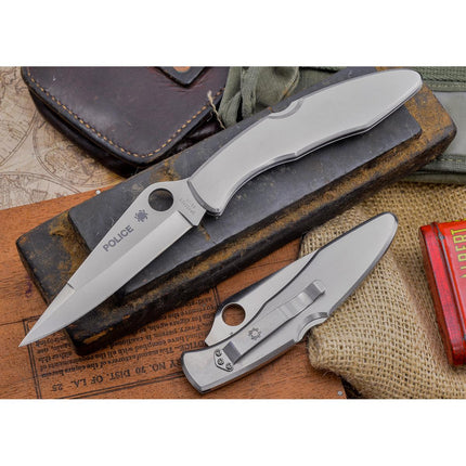 POLICE--STAINLESS STEEL/PLAIN EDGE by Spyderco
