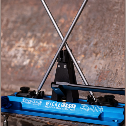 Razor Sharp AZ WE64 Cobalt Pro Pack I precision knife sharpening system with blue base and adjustable angle guides