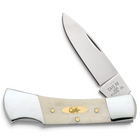 Razor Sharp AZ Case lockback knife with smooth natural bone handle, brass bomb shield, and mirror-polished blade.