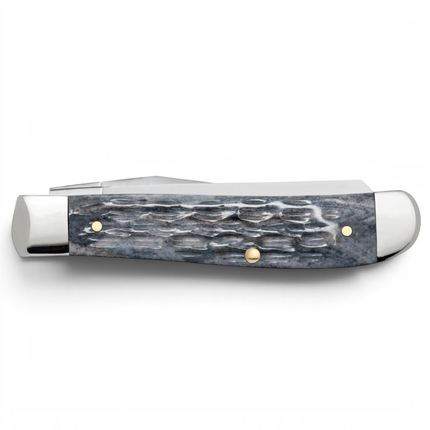 Razor Sharp AZ Case Pocket Worn Crandall Jig Gray Bone Mini Trapper knife with polished steel bolsters