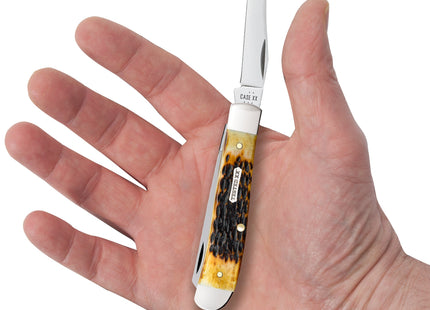 Case CA164 - Rogers Jigged Burnt Amber Bone CS Mini Trapper