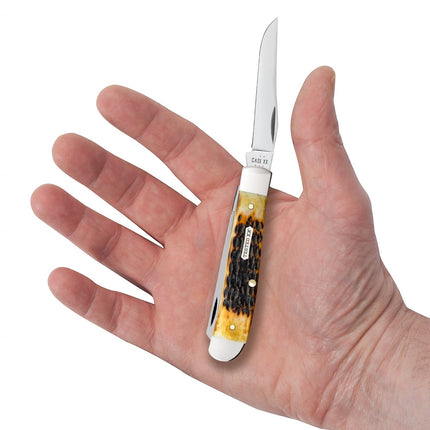 Case CA164 - Rogers Jigged Burnt Amber Bone CS Mini Trapper