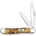 Razor Sharp AZ Case Genuine Stag Peanut folding knife with two mirror-polished stainless steel blades
