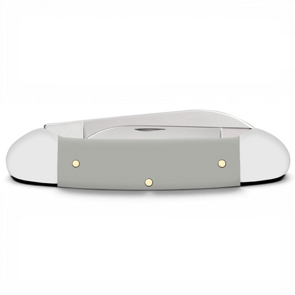 Razor Sharp AZ Case USMC Canoe folding knife with a smooth gray synthetic handle and polished stainless steel blades.