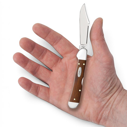 Razor Sharp AZ Case Mini CopperLock pocket knife with a smooth chestnut bone handle and mirror-polished steel blade.