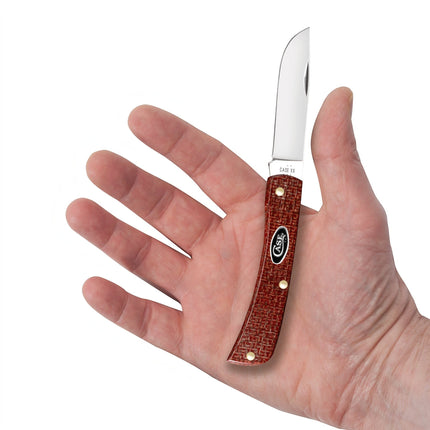 Case® | Smooth Dark Red Burlap Micarta® CS Sod Buster® Jr by caseknives