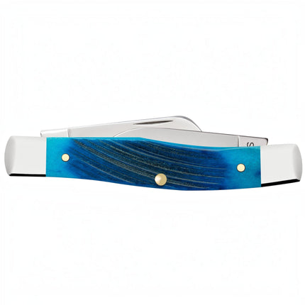 Case Sawcut Jigged Caribbean Blue Bone Medium Stockman Pocket Knife