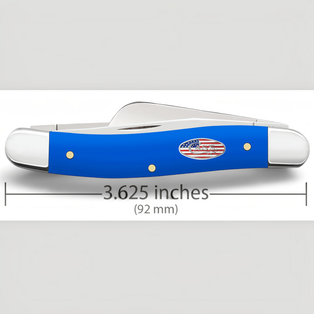 Razor Sharp AZ Case Royal Blue synthetic handle Stockman pocket knife with Stars and Stripes shield and steel blades