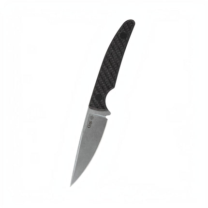 Case CT2 Hunter Black Carbon Fiber Weave Fixed Blade Knife with Leather Sheath by Case®