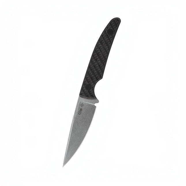 Case CT2 Hunter Black Carbon Fiber Weave Fixed Blade Knife with Leather Sheath by Case®