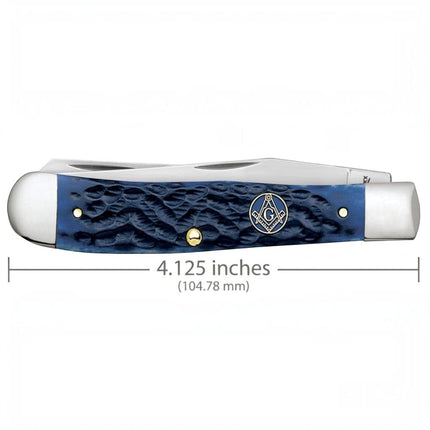 Case XX Knives Trapper Folding Knife 4.13in Plain Blue Jigged Bone Masonic CA1058 by Case®
