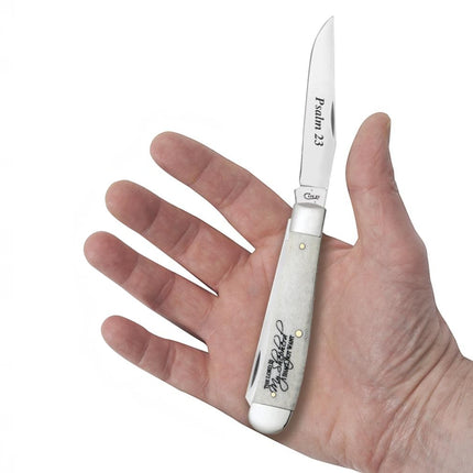 Case® | Religious Sayings Psalm 23 Smooth Natural Bone Trapper Knife