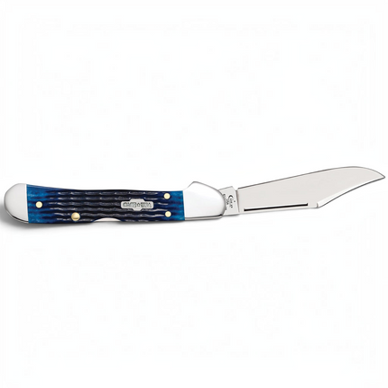 Razor Sharp AZ Case Mini CopperLock knife with blue bone Rogers corn cob jigged handle and stainless steel clip blade