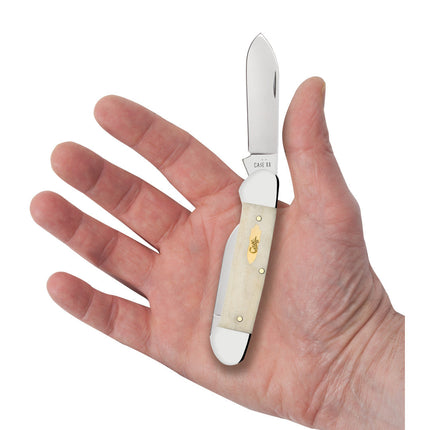 Case® Smooth Natural Bone Canoe Pocket Knife with Brass Shield