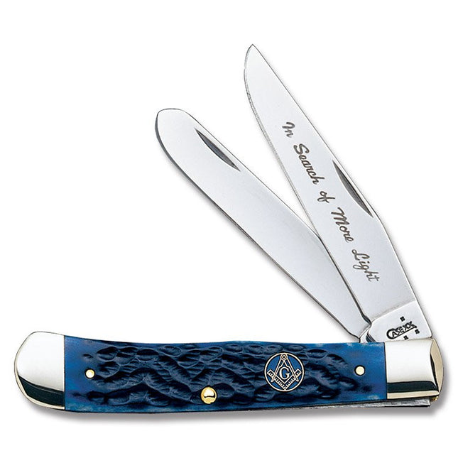 Case XX Knives Trapper Folding Knife 4.13in Plain Blue Jigged Bone Masonic CA1058 by Case®