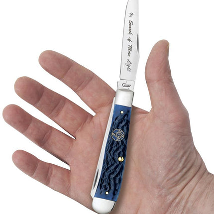 Case XX Knives Trapper Folding Knife 4.13in Plain Blue Jigged Bone Masonic CA1058 by Case®