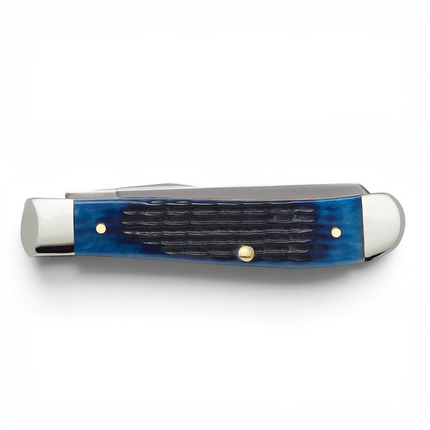 Razor Sharp AZ Case Rogers Corn Cob Jig Blue Bone Mini Trapper knife with polished stainless steel blades