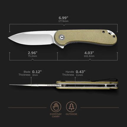 CIVIVI Elementum Micarta Pocket Knife by Civivi