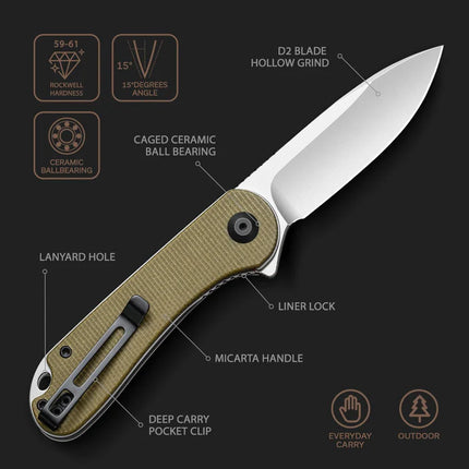 CIVIVI Elementum Micarta Pocket Knife by Civivi